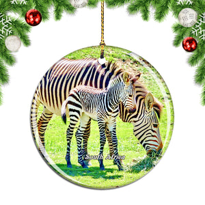 South Africa Zebra Christmas Ornament