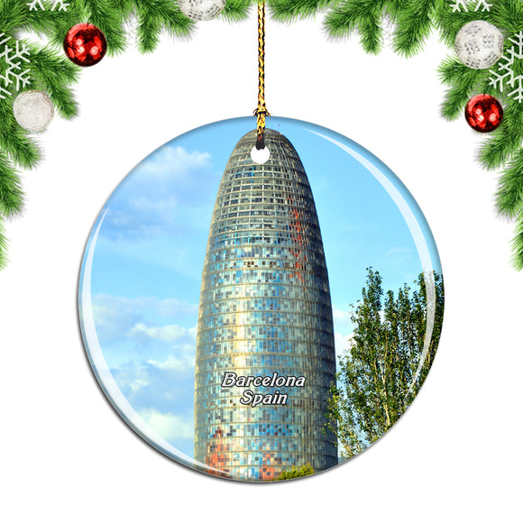 Spain Agbar Tower Barcelona Christmas Ornament