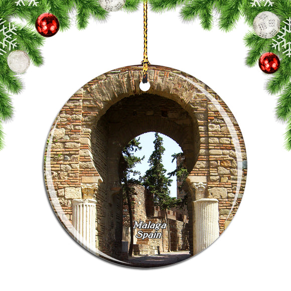 Spain Alcazaba Castle Malaga Christmas Ornament