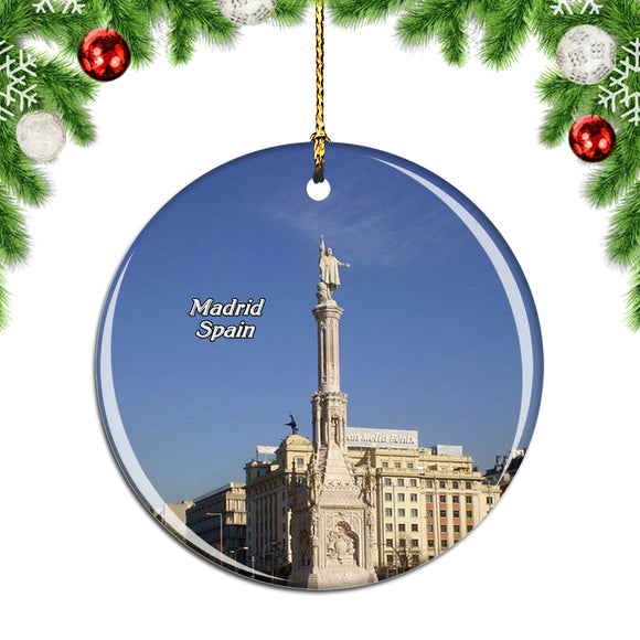 Spain Columbus Memorial Tower Madrid Christmas Ornament