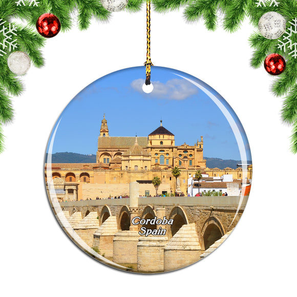 Spain Cordoba Mosque and Cathedral Roman Bridge Christmas Ornament