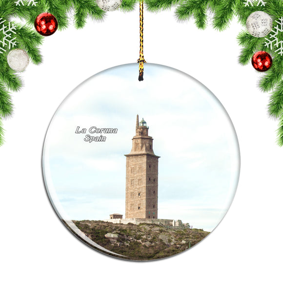 Spain Hercules Tower La Coruna Christmas Ornament