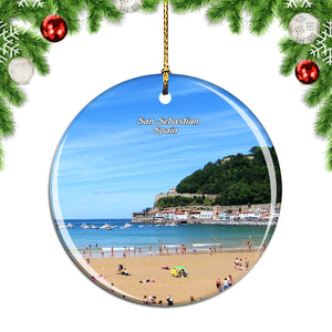 Spain La Concha Beach San Sebastian Christmas Ornament