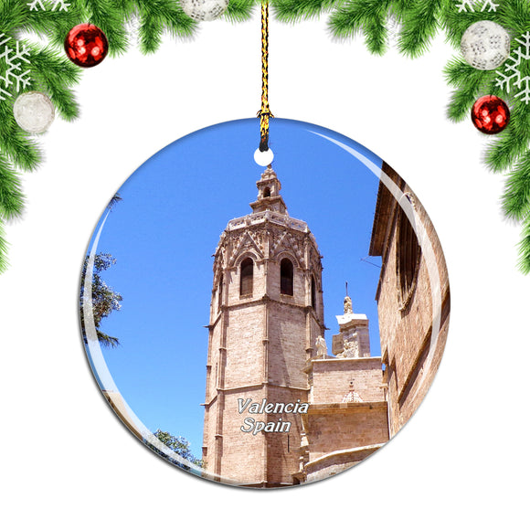 Spain Miguelete Tower Valencia Christmas Ornament