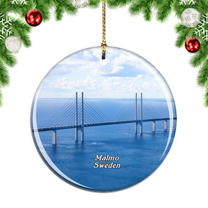 Sweden Oresund Bridge Malmo Christmas Ornament