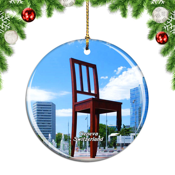 Switzerland Broken Chair Sculpture Geneva Christmas Ornament