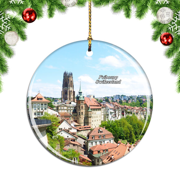 Switzerland Cathedral of St. Nicholas Fribourg Christmas Ornament