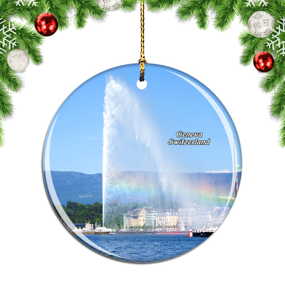 Switzerland Jet Fountain Lake Geneva Christmas Ornament