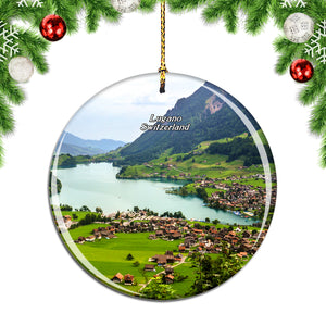 Switzerland Lake Lugano Christmas Ornament