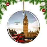 UK England Big Ben Red Bus London Christmas Ornament