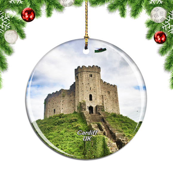 UK England Cardiff Castle Christmas Ornament