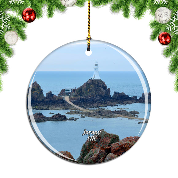 UK England Corbiere Lighthouse St. Brelade Christmas Ornament