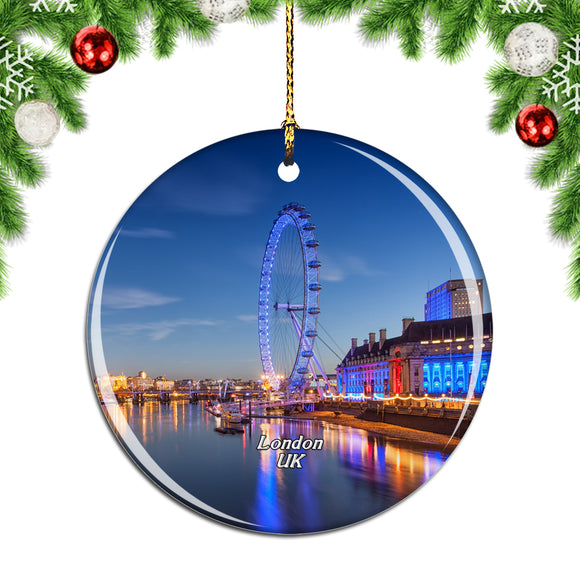 UK England London Eyes Christmas Ornament