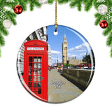 UK England Red Telephone box London Christmas Ornament