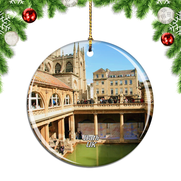 UK England The Roman Baths Bath Abbey Christmas Ornament