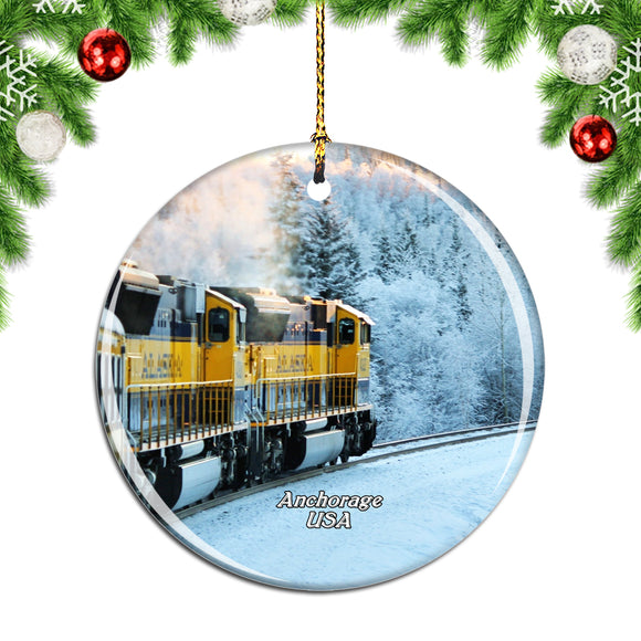 USA America Alaska Railroad Anchorage Christmas Ornament