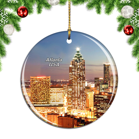 USA America Atlanta Christmas Ornament