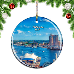 USA America Baltimore Inner Harbor Christmas Ornament