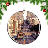 USA America Cable Cars San Francisco Christmas Ornament