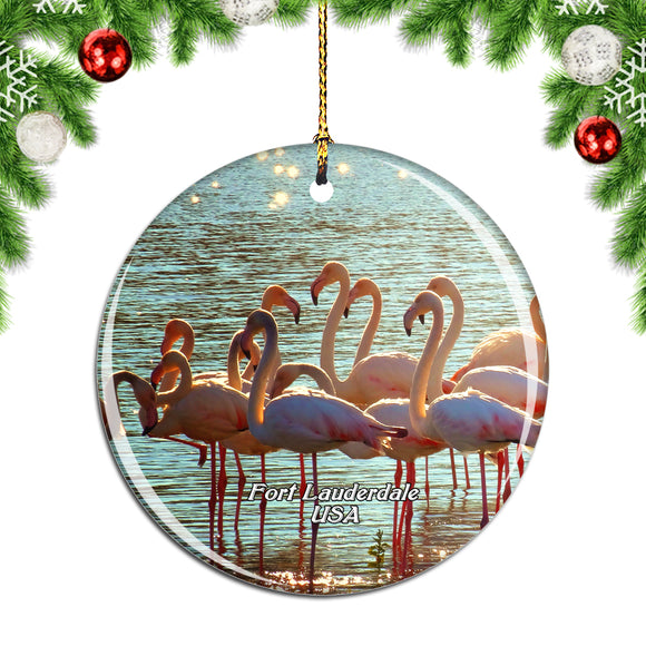 USA America Flamingo Fort Lauderdale Christmas Ornament