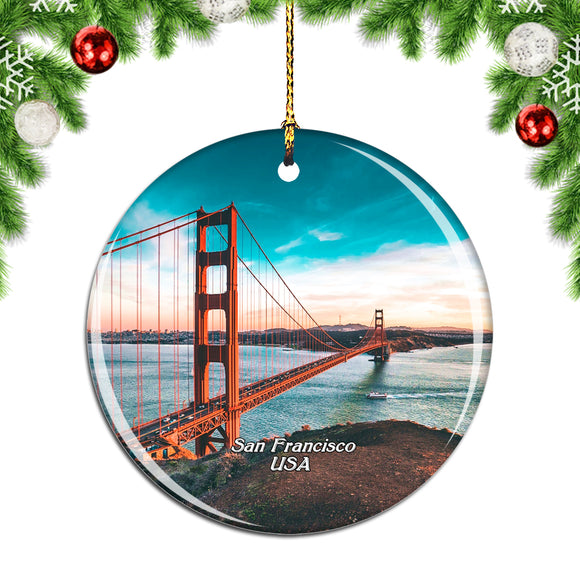 USA America Golden Gate Bridge San Francisco Christmas Ornament