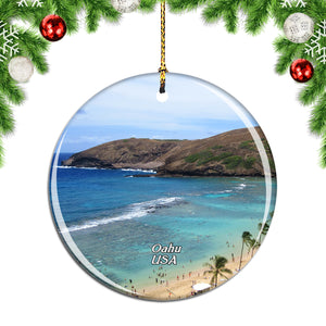 USA America Hanauma Bay Oahu Hawaii Christmas Ornament