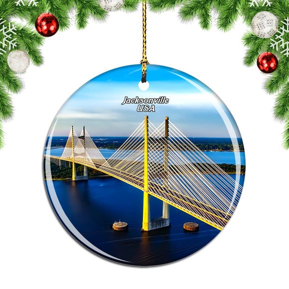 USA America Jacksonville Christmas Ornament