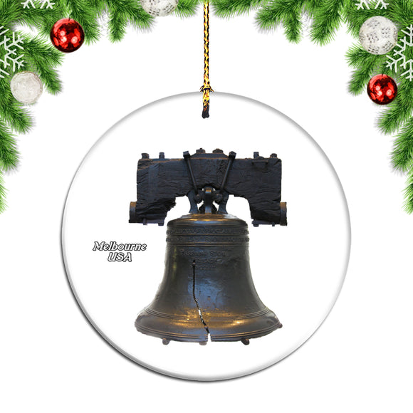 USA America Liberty Bell Memorial Museum Melbourne Christmas Ornament