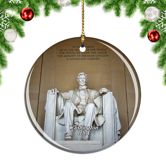 USA America Lincoln Memorial Washington Christmas Ornament