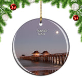 USA America Naples Pier Christmas Ornament