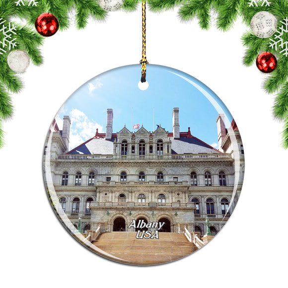 USA America New York State Capitol Albany Christmas Ornament