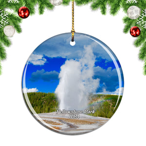 USA America Old Faithful Geyser Christmas Ornament