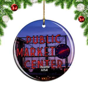 USA America Pike Place Market Seattle Christmas Ornament