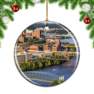 USA America Pittsburgh Christmas Ornament