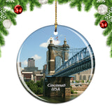 USA America Rochester Bridge, Cincinnati Christmas Ornament