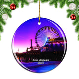 USA America Santa Monica State Beach Los Angeles Christmas Ornament