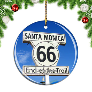 USA America Santa Monica Christmas Ornament