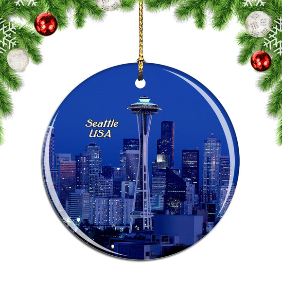 USA America Space Needle Seattle Christmas Ornament