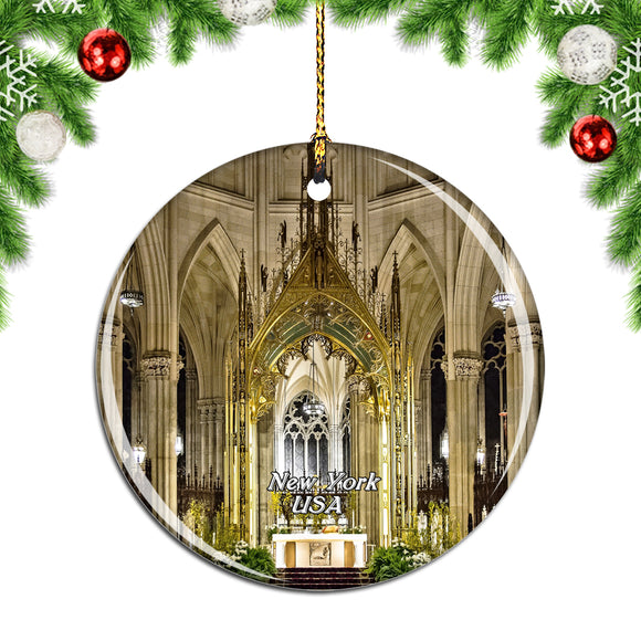 USA America St. Patrick's Cathedral New York Christmas Ornament