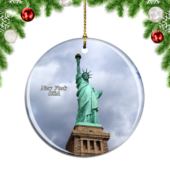 USA America Statue of Liberty New York Christmas Ornament