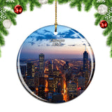 USA America The Magnificent Mile Chicago Christmas Ornament