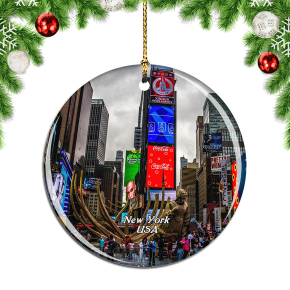 USA America Times Square New York Christmas Ornament