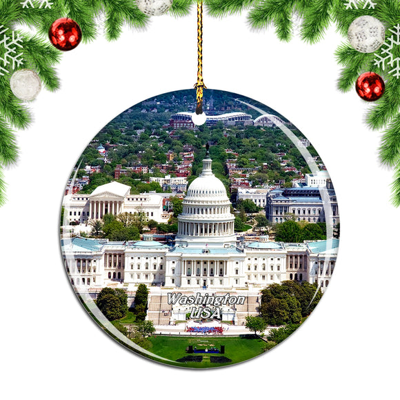 USA America United States Capitol Washington Christmas Ornament