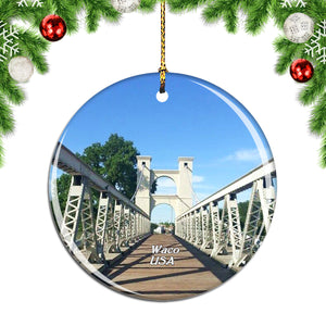 USA America Waco Suspension Bridge Christmas Ornament