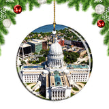 USA America Wisconsin State Capitol Madison Christmas Ornament