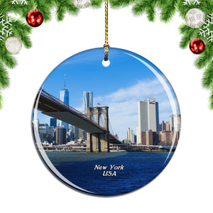 America USA Brooklyn Bridge Manhattan New York Christmas Ornament