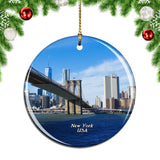 America USA Brooklyn Bridge Manhattan New York Christmas Ornament