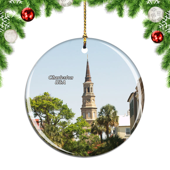 America USA Charleston Church Christmas Ornament