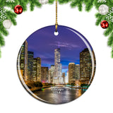 America USA Chicago Illinois River Christmas Ornament