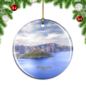 America USA Crater Lake Oregon Christmas Ornament